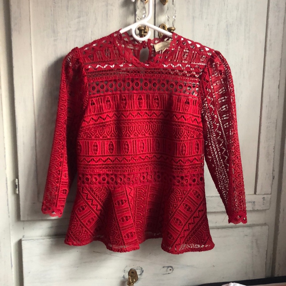 Anthropologie intricate peplum top